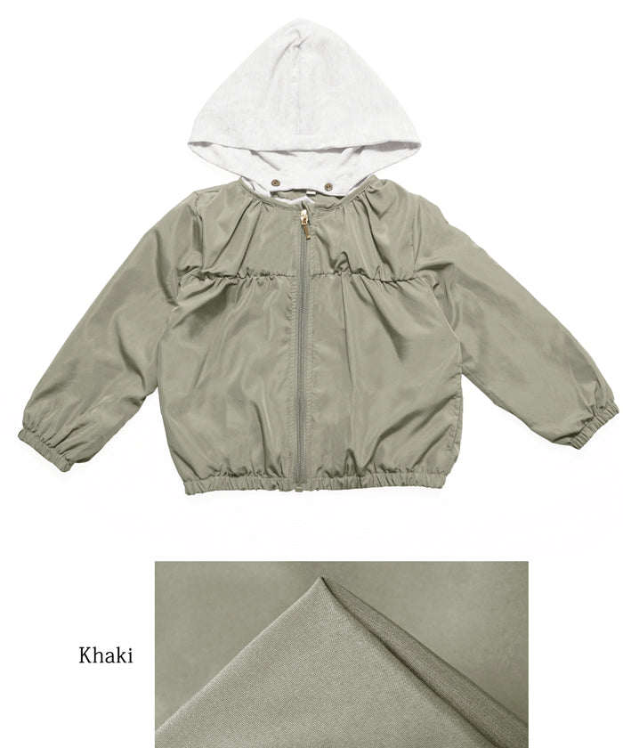 セール★1990円→1690円 キッズ100-130  メール便不可 子供服 ブルゾン フード付き 羽織り ジップアップ ポケット 軽量 シンプル 男女兼用 キッズオリジナル