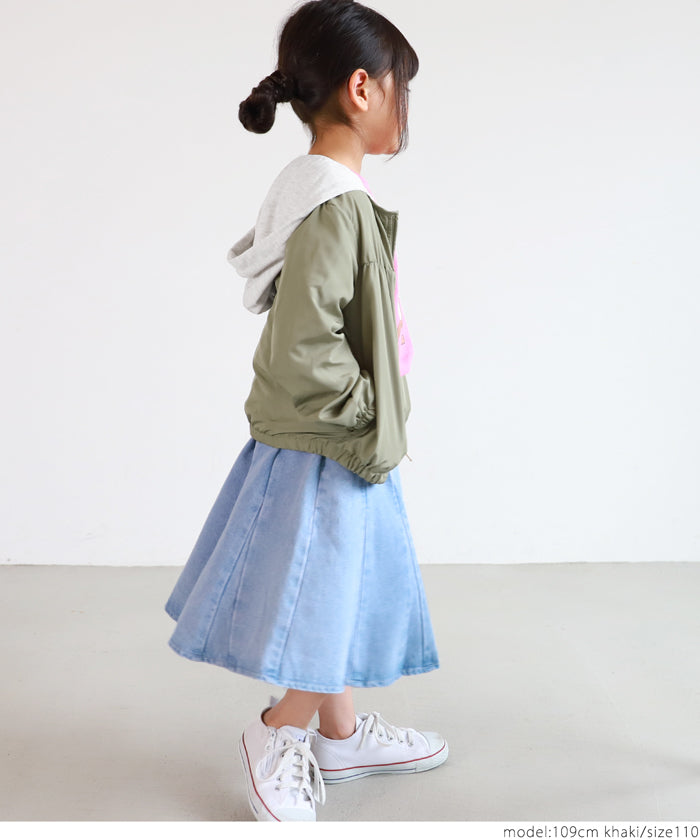 セール★1990円→1690円 キッズ100-130  メール便不可 子供服 ブルゾン フード付き 羽織り ジップアップ ポケット 軽量 シンプル 男女兼用 キッズオリジナル