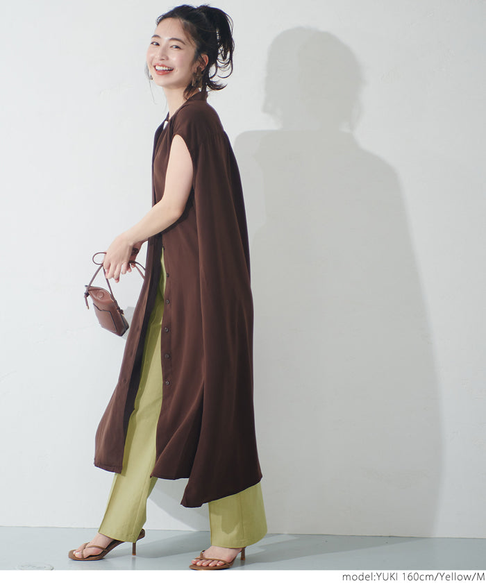 HB4★値下げ★1990→990円【メール便不可】フレアパンツ レディース ハイウエスト ウエストゴム ロング丈 アンクル丈 センターシーム ポケット 麻調 無地 M/L 21ss coca コカ