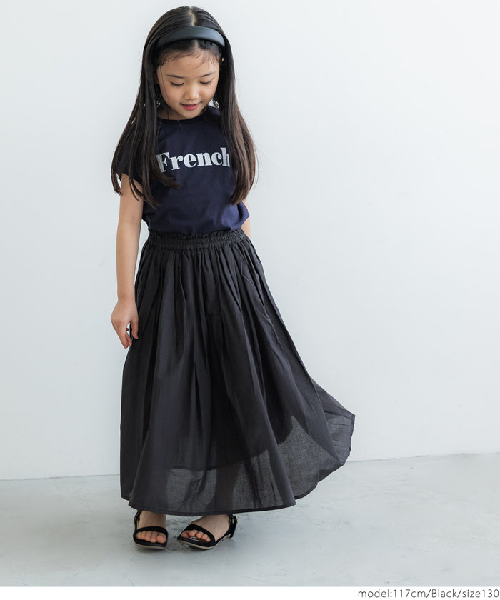 キッズ 100-140 鮮やかカラーコットンボイルスカート ロングスカート インド綿 フレア 女の子 親子お揃い 子供服 メール便可
