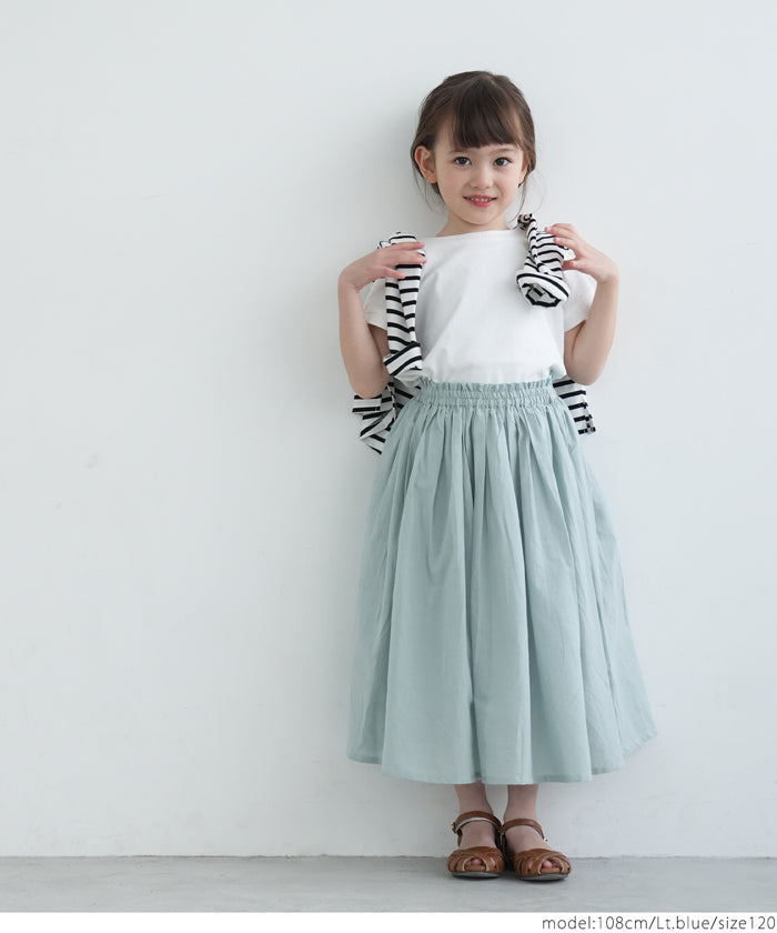 キッズ 100-140 鮮やかカラーコットンボイルスカート ロングスカート インド綿 フレア 女の子 親子お揃い 子供服 メール便可