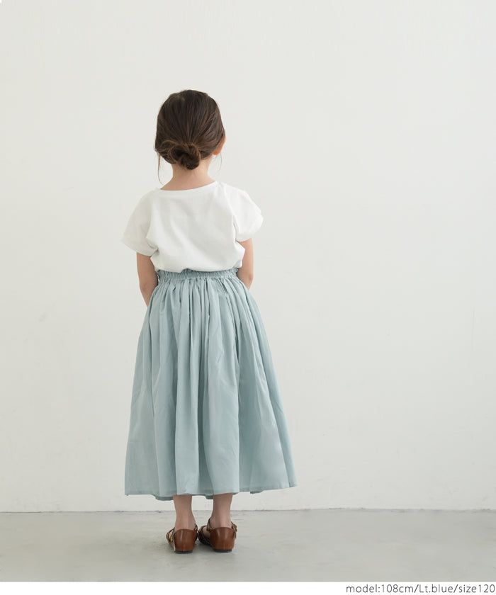キッズ 100-140 鮮やかカラーコットンボイルスカート ロングスカート インド綿 フレア 女の子 親子お揃い 子供服 メール便可