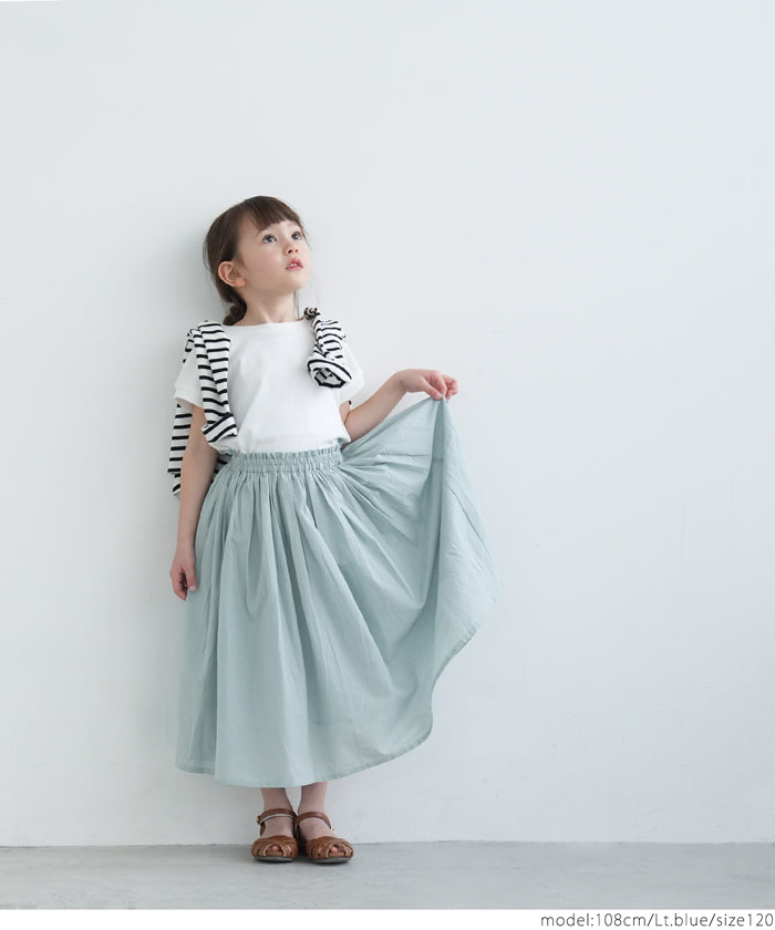 キッズ 100-140 鮮やかカラーコットンボイルスカート ロングスカート インド綿 フレア 女の子 親子お揃い 子供服 メール便可