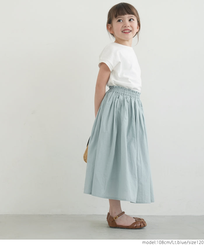 キッズ 100-140 鮮やかカラーコットンボイルスカート ロングスカート インド綿 フレア 女の子 親子お揃い 子供服 メール便可