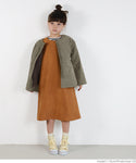 【キッズ100-130】子供服 キルティングコート キルト ノーカラー Aライン ボア 長袖 無地 男女兼用 親子お揃い メール便不可