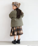 【キッズ100-130】子供服 キルティングコート キルト ノーカラー Aライン ボア 長袖 無地 男女兼用 親子お揃い メール便不可