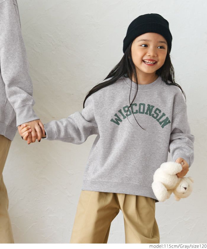 セール★1490円→990円 キッズ100-130 子供服 ふわり〜ロゴスウェット 軽量フリース 長袖 裏起毛 ロゴ 男女兼用 親子お揃い メール便不可