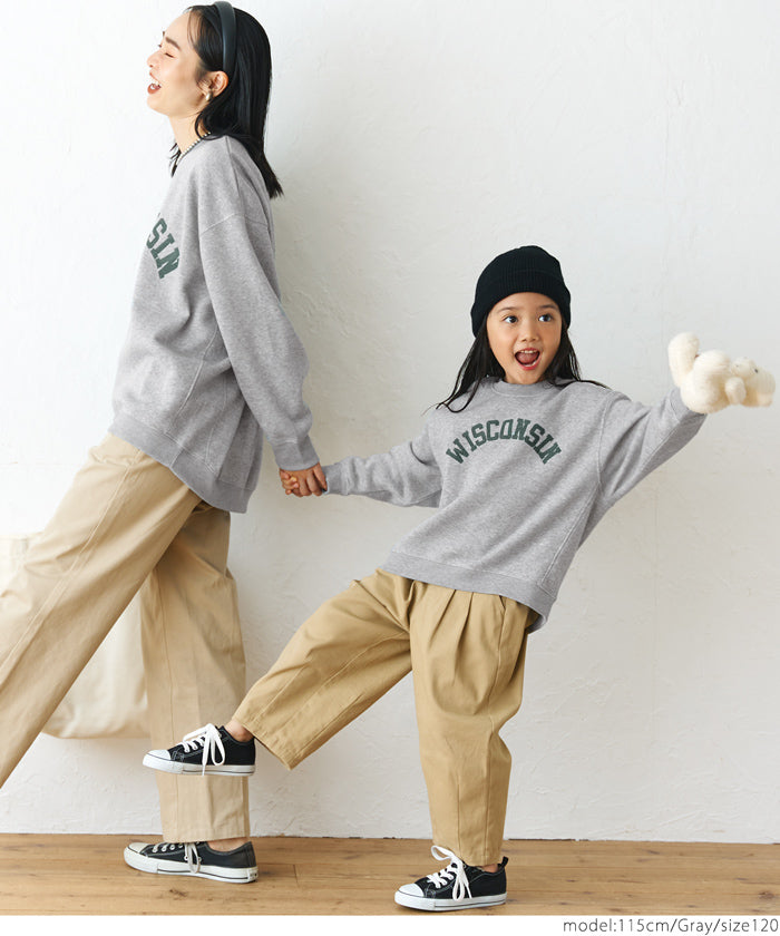 セール★1490円→990円 キッズ100-130 子供服 ふわり〜ロゴスウェット 軽量フリース 長袖 裏起毛 ロゴ 男女兼用 親子お揃い メール便不可
