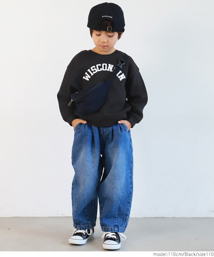 セール★1490円→990円 キッズ100-130 子供服 ふわり〜ロゴスウェット 軽量フリース 長袖 裏起毛 ロゴ 男女兼用 親子お揃い メール便不可