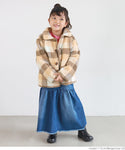 セール★3690円→1490円 メール便不可 キッズ 100-130 ボアジャケット 長袖 ミディアム丈 チェック柄 女の子 キッズオリジナル 子供服 coca コカ