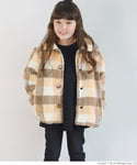 セール★3690円→1490円 メール便不可 キッズ 100-130 ボアジャケット 長袖 ミディアム丈 チェック柄 女の子 キッズオリジナル 子供服 coca コカ