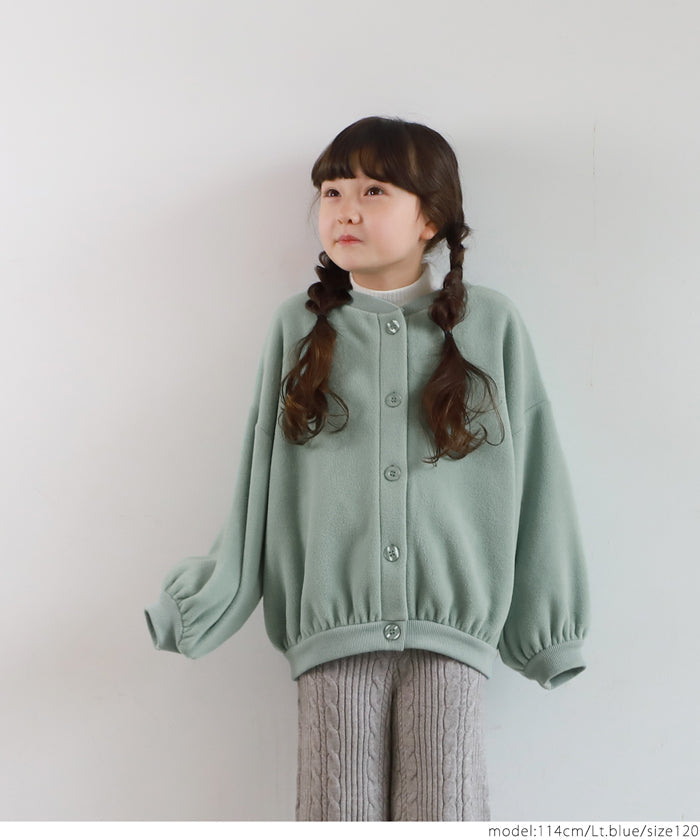 セール★1990円→990円 キッズ 100-140 フリース カーディガン ブルゾン 丸首 クルーネック バルーン 女の子 キッズオリジナル 子供服 メール便不可 coca