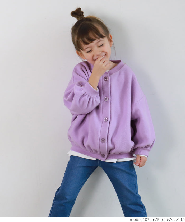 セール★1990円→990円 キッズ 100-140 フリース カーディガン ブルゾン 丸首 クルーネック バルーン 女の子 キッズオリジナル 子供服 メール便不可 coca
