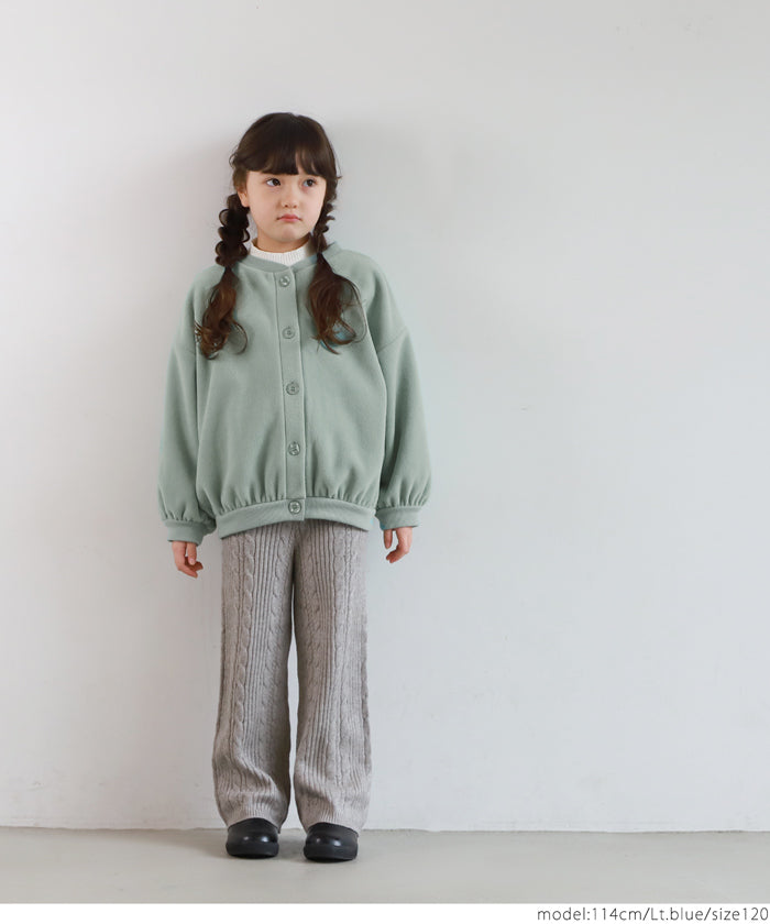 セール★1990円→990円 キッズ 100-140 フリース カーディガン ブルゾン 丸首 クルーネック バルーン 女の子 キッズオリジナル 子供服 メール便不可 coca