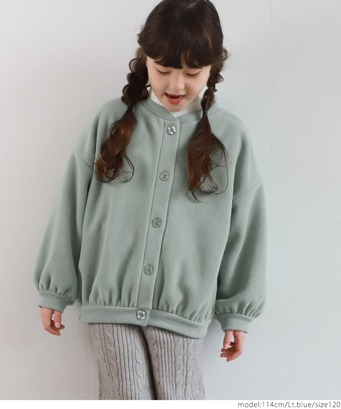 セール★1990円→990円 キッズ 100-140 フリース カーディガン ブルゾン 丸首 クルーネック バルーン 女の子 キッズオリジナル 子供服 メール便不可 coca
