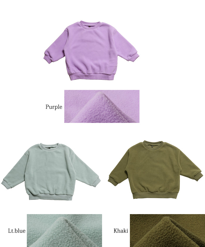 セール★1690円→1290円 キッズ 100-140 フリース プルオーバー 長袖 丸首 クルーネック 無地 男女兼用 キッズオリジナル 子供服 メール便不可 coca コカ