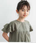 キッズ 100-140 ブラウス フリル レース 半袖 コットン ピンタック クルーネック ミディアム丈 無地 女の子 親子お揃い 子供服 メール便可 coca コカ