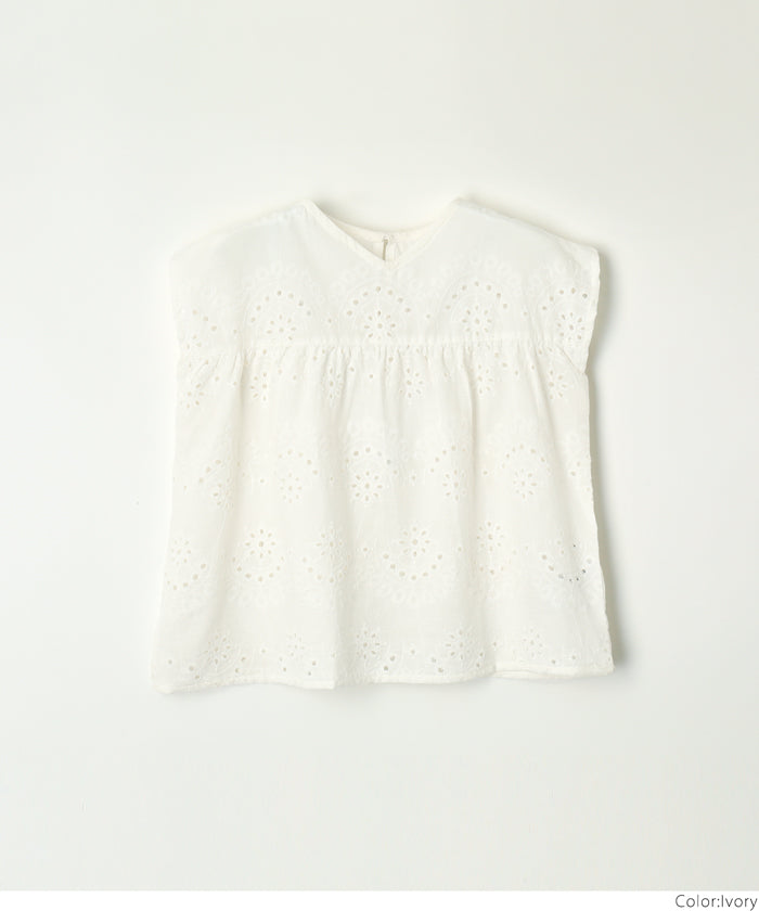 キッズ 100-140 ブラウス インド綿 カットワーク カットワーク 刺繍ブラウス 花柄 コットンタッチ 女の子 親子お揃い 子供服 メール便可 coca コカ