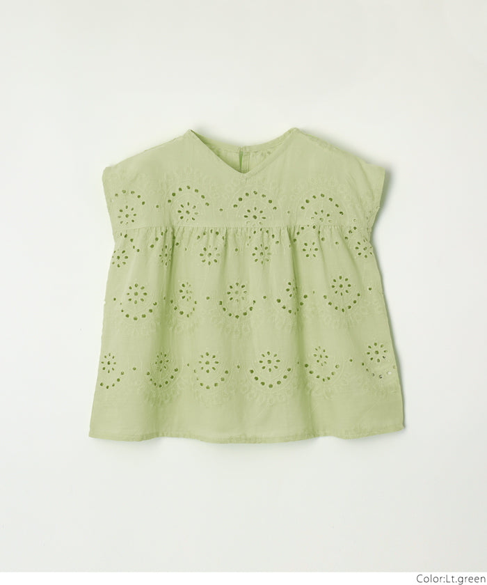 キッズ 100-140 ブラウス インド綿 カットワーク カットワーク 刺繍ブラウス 花柄 コットンタッチ 女の子 親子お揃い 子供服 メール便可 coca コカ