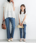 キッズ 100-140 ブラウス インド綿 カットワーク カットワーク 刺繍ブラウス 花柄 コットンタッチ 女の子 親子お揃い 子供服 メール便可 coca コカ