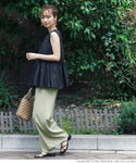 HB4★値下げ★2189円→1490円【メール便可】ワイドパンツ レディース タック ウエストゴム ポケット ロングパンツ センタープレス 無地 シンプル 21ss coca コ