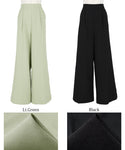 HB4★値下げ★2189円→1490円【メール便可】ワイドパンツ レディース タック ウエストゴム ポケット ロングパンツ センタープレス 無地 シンプル 21ss coca コ