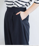 HB4★値下げ★2189円→1490円【メール便可】ワイドパンツ レディース タック ウエストゴム ポケット ロングパンツ センタープレス 無地 シンプル 21ss coca コ