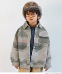 セール★2690円→1490円 キッズ100-130 子供服 オルテガジャケット オーバーサイズ ヘビーネル 長袖 ポケット ボタン エスニック 男女兼用 親子お揃い メール便不可 coca
