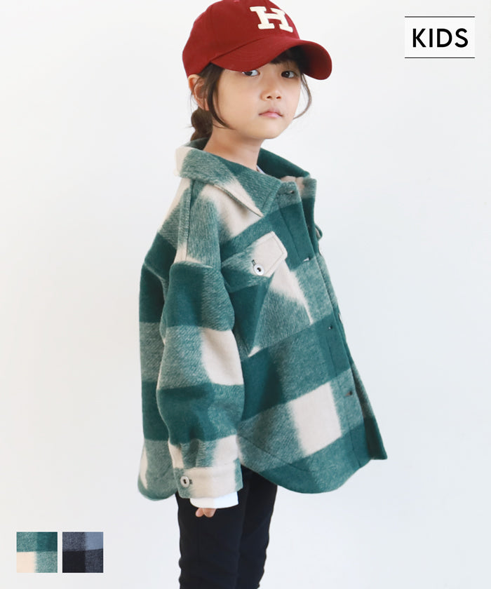 セール★3990円→550円 キッズ 100-130 ジャケット チェック ビンテージライク オーバーサイズ 男女兼用 親子お揃い 子供服 送料無料 メール便不可