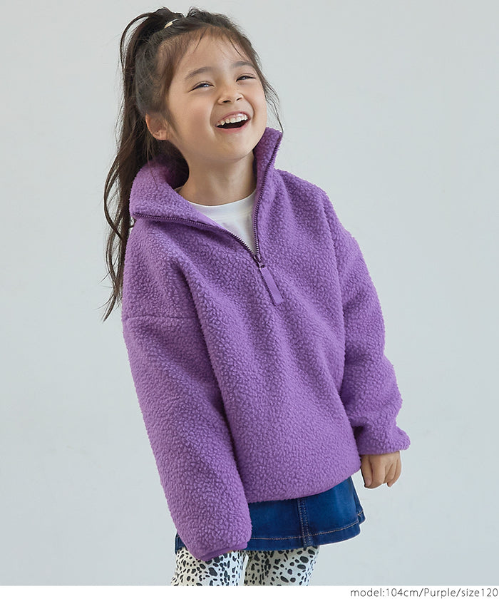 セール★1990円→990円 キッズ100-130 子供服 ボアジャケット ミディアム丈 長袖 スタンドカラー 無地 男女兼用 キッズオリジナル メール便不可 coca コカ