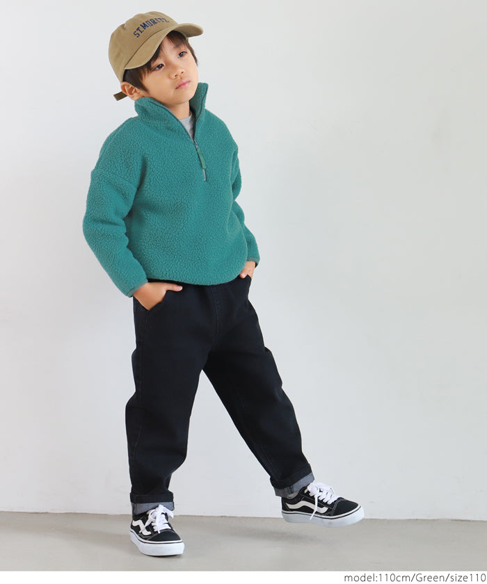 セール★1990円→990円 キッズ100-130 子供服 ボアジャケット ミディアム丈 長袖 スタンドカラー 無地 男女兼用 キッズオリジナル メール便不可 coca コカ
