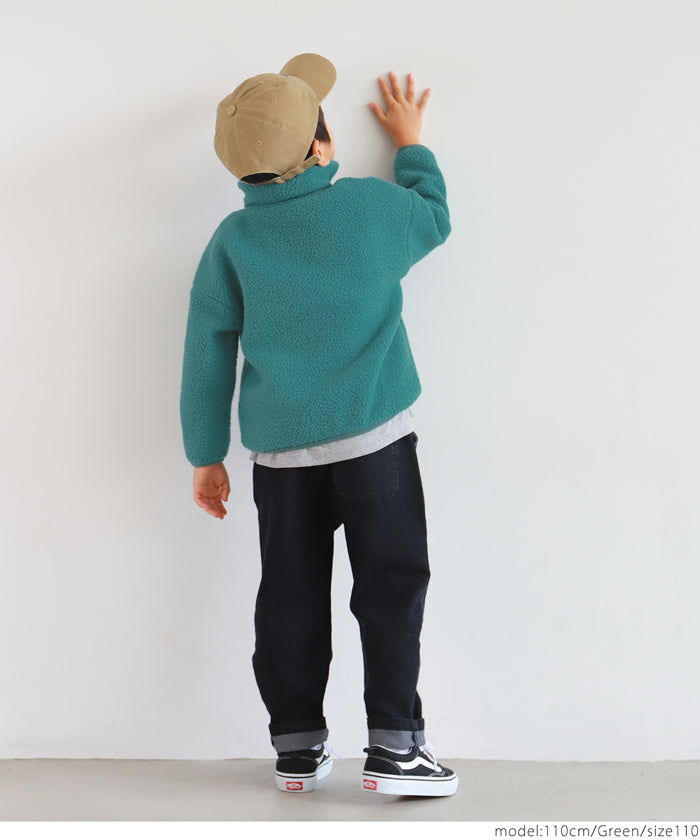 セール★1990円→990円 キッズ100-130 子供服 ボアジャケット ミディアム丈 長袖 スタンドカラー 無地 男女兼用 キッズオリジナル メール便不可 coca コカ