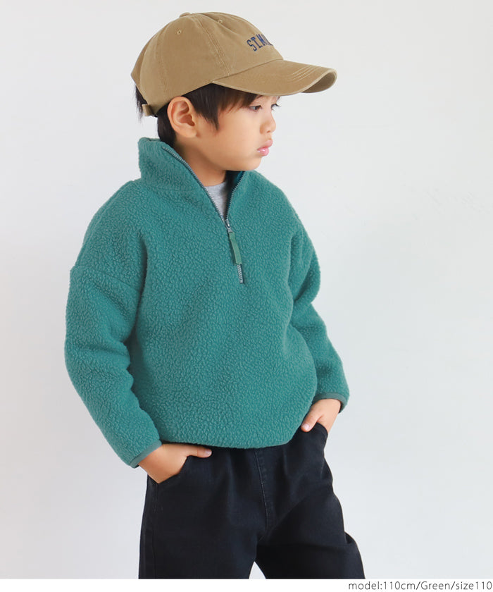 セール★1990円→990円 キッズ100-130 子供服 ボアジャケット ミディアム丈 長袖 スタンドカラー 無地 男女兼用 キッズオリジナル メール便不可 coca コカ