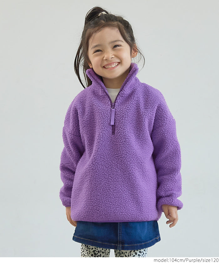 セール★1990円→990円 キッズ100-130 子供服 ボアジャケット ミディアム丈 長袖 スタンドカラー 無地 男女兼用 キッズオリジナル メール便不可 coca コカ