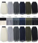 HB4★値下げ★555円【返品交換不可】【メール便不可】長さが選べるふんわりチュールスカートcocaオリジナル(ロングスカート ミモレ丈 膝丈 ライン