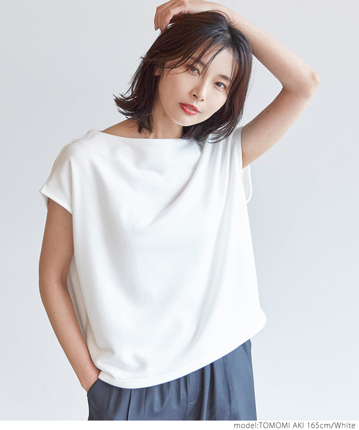 HB4★値下げ★1309円→990円【メール便不可】カットソー レディース フレンチスリ―ブ ボートネック Tシャツ 無地 半袖 21ss coca コカ