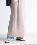 HB4★値下げ★1859円→550円【メール便不可】ワンピース レディース 細プリーツ フレンチスリーブ メロウ ロング丈 ミモレ丈 Iライン ボートネック 無地 21ss coca コカ
