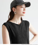 HB4★値下げ★1859円→550円【メール便不可】ワンピース レディース 細プリーツ フレンチスリーブ メロウ ロング丈 ミモレ丈 Iライン ボートネック 無地 21ss coca コカ