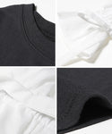 HB4★値下げ★1690円→1290円【メール便可】ドッキングＴシャツ レディース 袖シャツ バルーンスリーブ 袖コンシャス 異素材 切替え リボン ラウンドネック 21ss coca