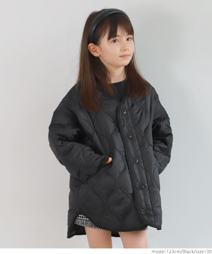 セール★2990円→1990円 キッズ 100-140 ブルゾン キルティングコート キルティング スリット 羽織り 前開き 男女兼用 親子お揃い 子供服 メール便不可