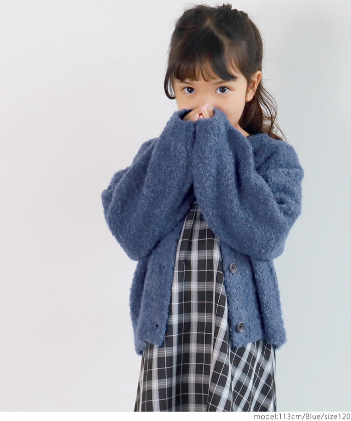 セール★2690円→990円 キッズ100-130 子供服 カーディガン ペンギンスリーブ ブークレ ループヤーン親子お揃い メール便不可