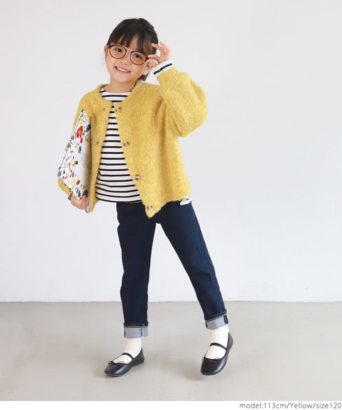 セール★2690円→990円 キッズ100-130 子供服 カーディガン ペンギンスリーブ ブークレ ループヤーン親子お揃い メール便不可