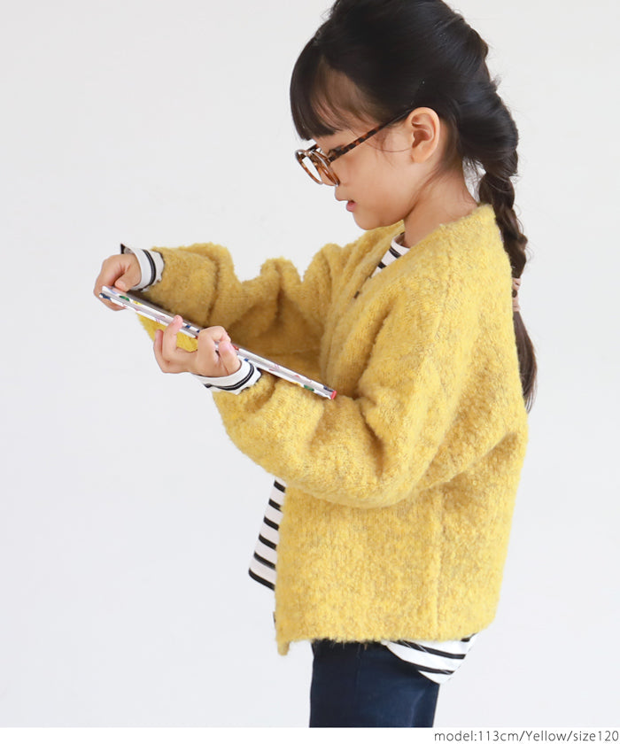 セール★2690円→990円 キッズ100-130 子供服 カーディガン ペンギンスリーブ ブークレ ループヤーン親子お揃い メール便不可