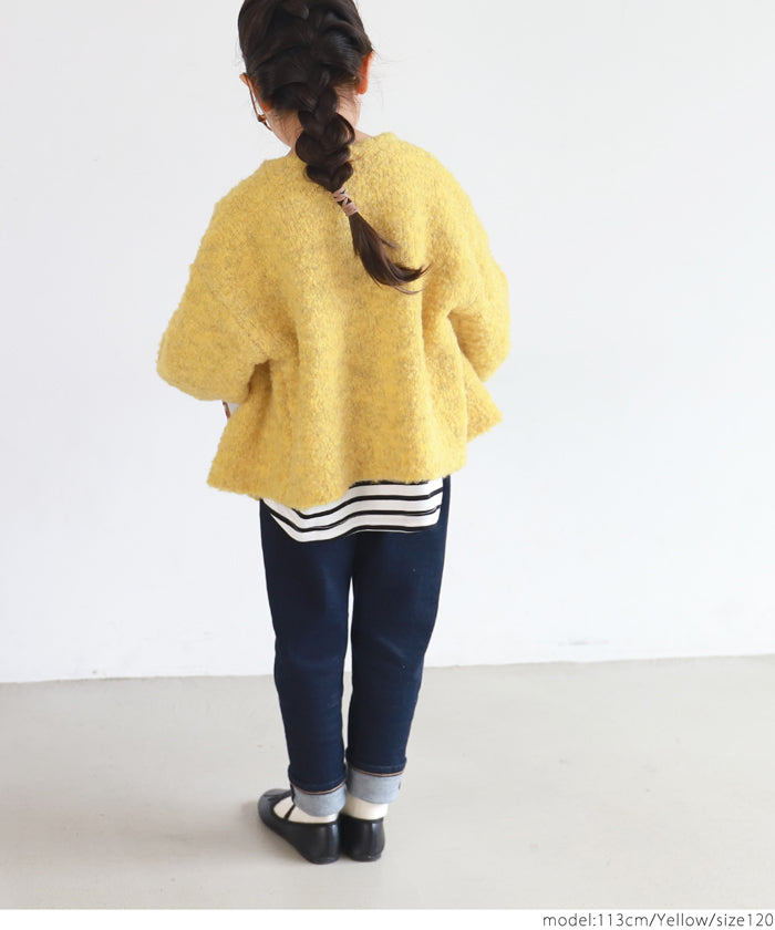 セール★2690円→990円 キッズ100-130 子供服 カーディガン ペンギンスリーブ ブークレ ループヤーン親子お揃い メール便不可