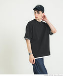 Tシャツ メンズ エンボス エンボス加工 レイヤード風 重ね着 無地 イージーケア 半袖 カジュアル ミディアム丈 伸縮性 メール便不可 23ss coca コカ