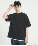 Tシャツ メンズ エンボス エンボス加工 レイヤード風 重ね着 無地 イージーケア 半袖 カジュアル ミディアム丈 伸縮性 メール便不可 23ss coca コカ